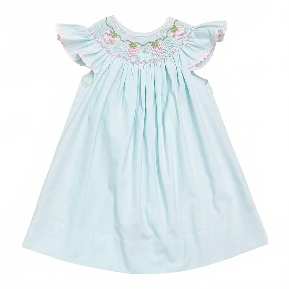 NEW SWEET DREAMS girls' strawberry vine smocked dress in mint